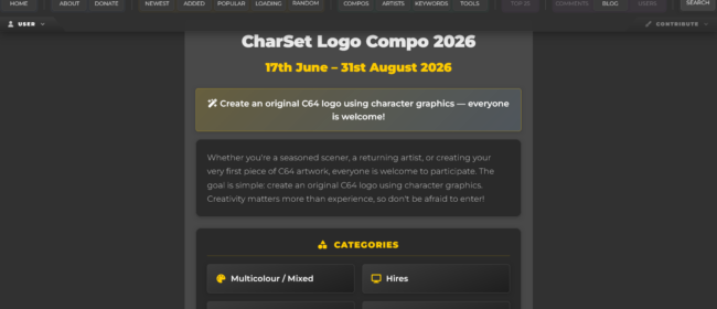 CharSet Logo Compo 2026 Launches (C64 misc)