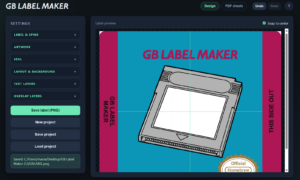GB Label Maker for generating Game Boy cartridge stickers