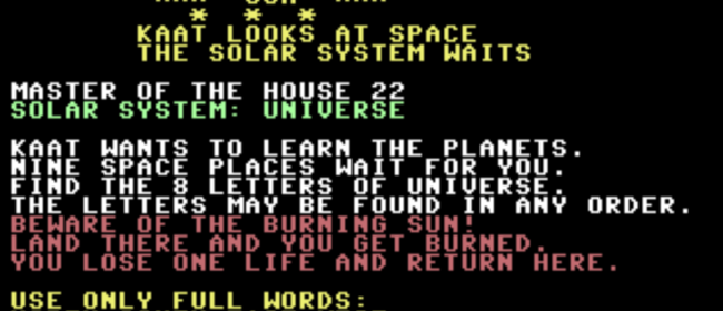 Master Of The House 22: Solar System (Commodore 64)